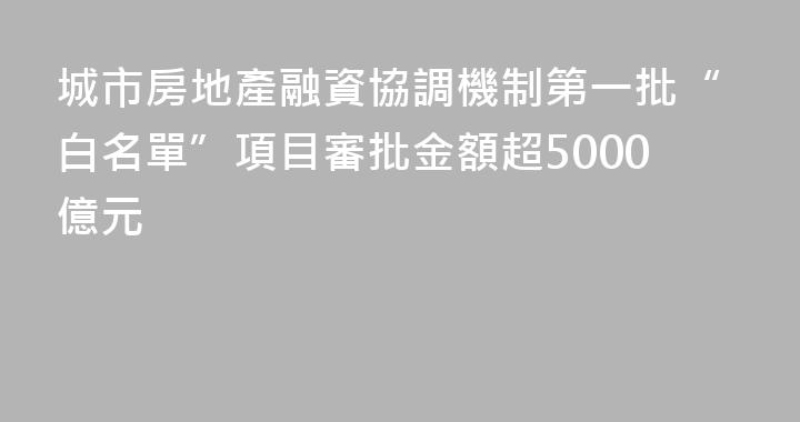 城市房地產融資協調機制第一批“白名單”項目審批金額超5000億元