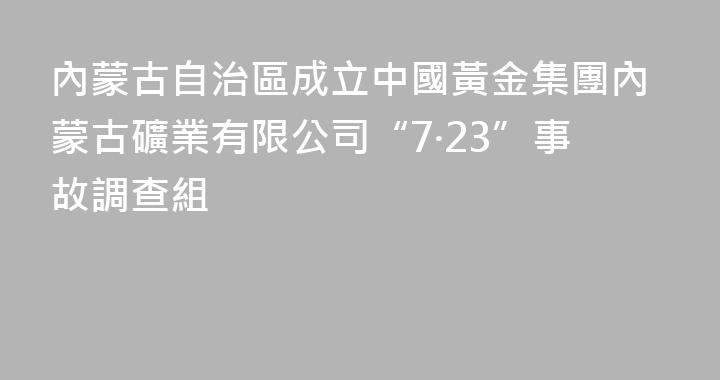 內蒙古自治區成立中國黃金集團內蒙古礦業有限公司“7·23”事故調查組