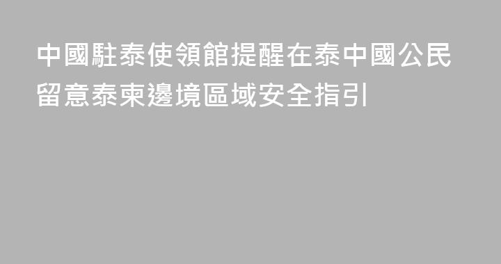 中國駐泰使領館提醒在泰中國公民留意泰柬邊境區域安全指引