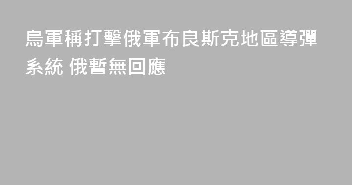 烏軍稱打擊俄軍布良斯克地區導彈系統 俄暫無回應