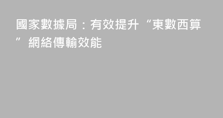國家數據局：有效提升“東數西算”網絡傳輸效能