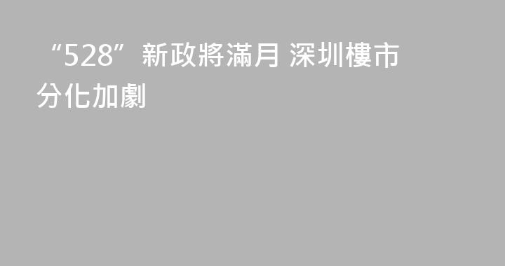 “528”新政將滿月 深圳樓市分化加劇