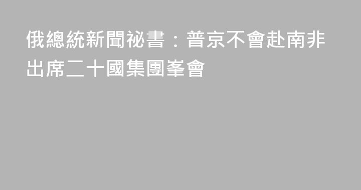 俄總統新聞祕書：普京不會赴南非出席二十國集團峯會