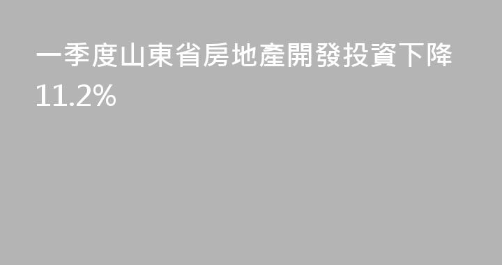 一季度山東省房地產開發投資下降11.2%