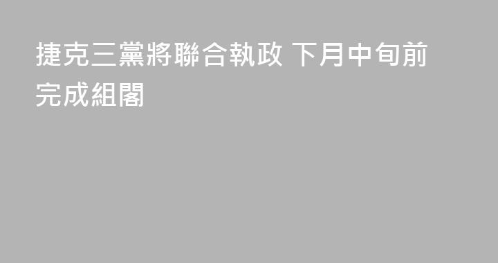 捷克三黨將聯合執政 下月中旬前完成組閣