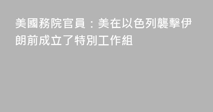 美國務院官員：美在以色列襲擊伊朗前成立了特別工作組