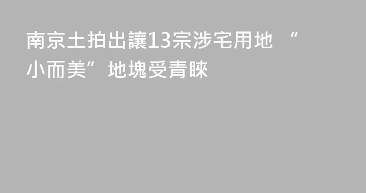南京土拍出讓13宗涉宅用地 “小而美”地塊受青睞