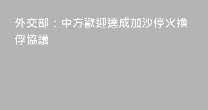 外交部：中方歡迎達成加沙停火換俘協議