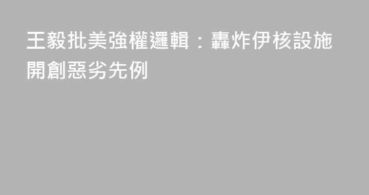 王毅批美強權邏輯：轟炸伊核設施開創惡劣先例