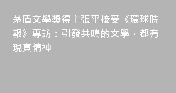 茅盾文學獎得主張平接受《環球時報》專訪：引發共鳴的文學，都有現實精神