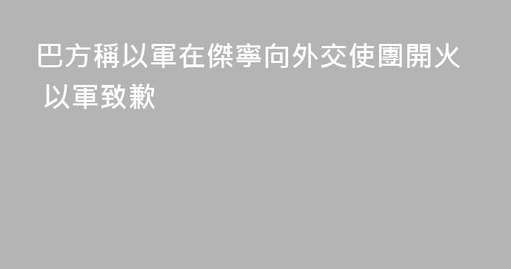 巴方稱以軍在傑寧向外交使團開火 以軍致歉