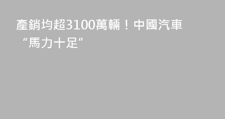 產銷均超3100萬輛！中國汽車“馬力十足”