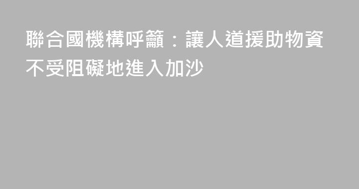 聯合國機構呼籲：讓人道援助物資不受阻礙地進入加沙