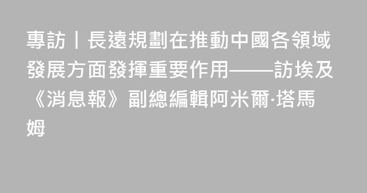 專訪丨長遠規劃在推動中國各領域發展方面發揮重要作用——訪埃及《消息報》副總編輯阿米爾·塔馬姆