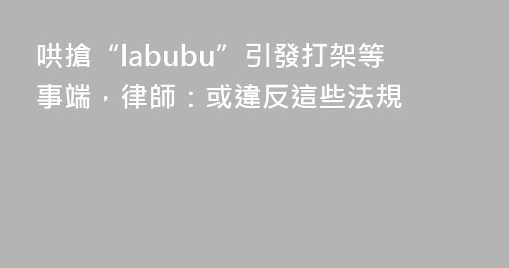 哄搶“labubu”引發打架等事端，律師：或違反這些法規