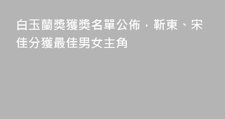 白玉蘭獎獲獎名單公佈，靳東、宋佳分獲最佳男女主角