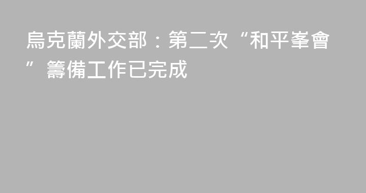 烏克蘭外交部：第二次“和平峯會”籌備工作已完成