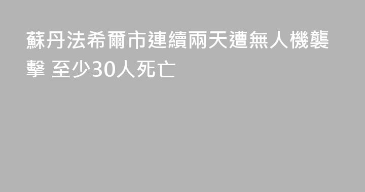 蘇丹法希爾市連續兩天遭無人機襲擊 至少30人死亡