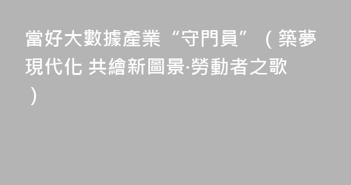 當好大數據產業“守門員”（築夢現代化 共繪新圖景·勞動者之歌）