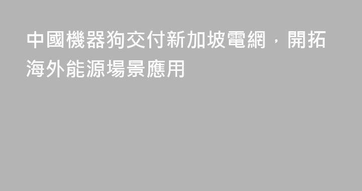 中國機器狗交付新加坡電網，開拓海外能源場景應用