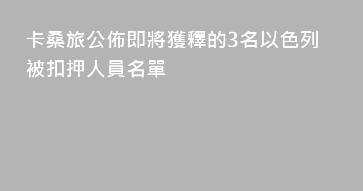 卡桑旅公佈即將獲釋的3名以色列被扣押人員名單