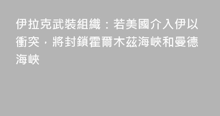 伊拉克武裝組織：若美國介入伊以衝突，將封鎖霍爾木茲海峽和曼德海峽