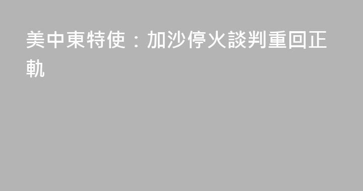美中東特使：加沙停火談判重回正軌