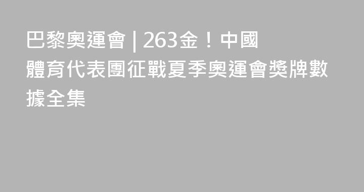 巴黎奧運會 | 263金！中國體育代表團征戰夏季奧運會獎牌數據全集