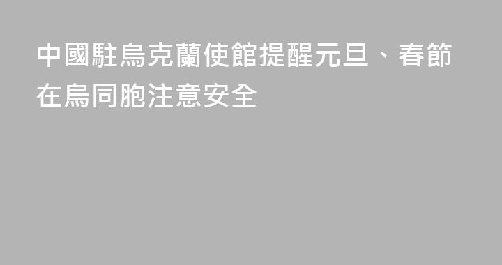 中國駐烏克蘭使館提醒元旦、春節在烏同胞注意安全