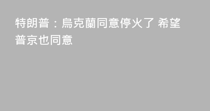 特朗普：烏克蘭同意停火了 希望普京也同意