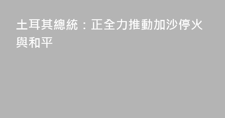 土耳其總統：正全力推動加沙停火與和平