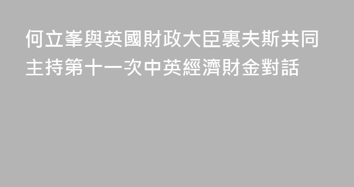 何立峯與英國財政大臣裏夫斯共同主持第十一次中英經濟財金對話