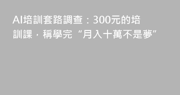 AI培訓套路調查：300元的培訓課，稱學完“月入十萬不是夢”