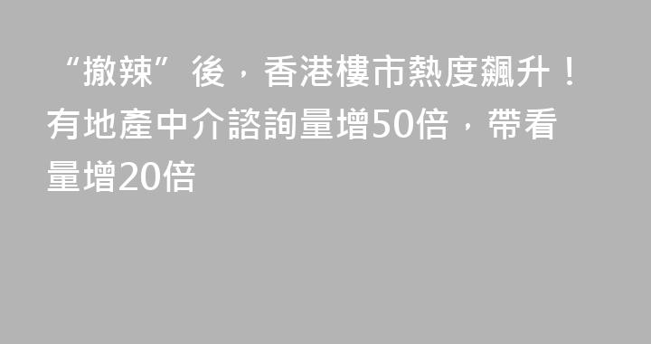 “撤辣”後，香港樓市熱度飆升！有地產中介諮詢量增50倍，帶看量增20倍
