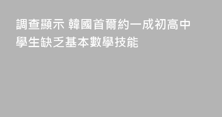 調查顯示 韓國首爾約一成初高中學生缺乏基本數學技能