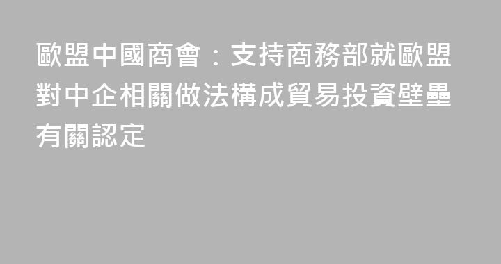 歐盟中國商會：支持商務部就歐盟對中企相關做法構成貿易投資壁壘有關認定