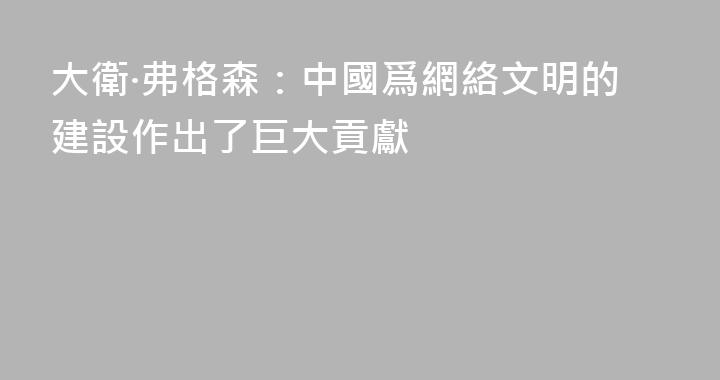 大衛·弗格森：中國爲網絡文明的建設作出了巨大貢獻