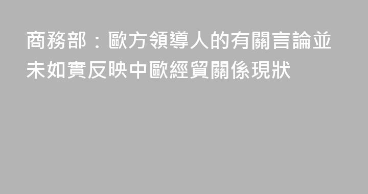 商務部：歐方領導人的有關言論並未如實反映中歐經貿關係現狀
