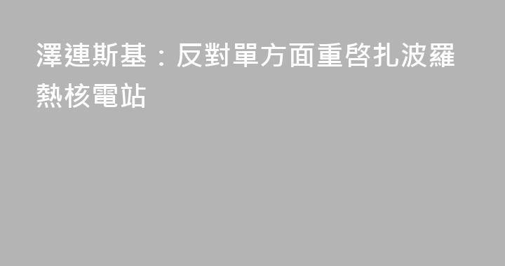 澤連斯基：反對單方面重啓扎波羅熱核電站