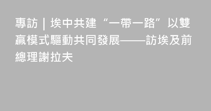 專訪｜埃中共建“一帶一路”以雙贏模式驅動共同發展——訪埃及前總理謝拉夫