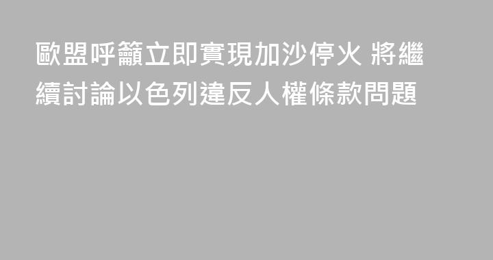 歐盟呼籲立即實現加沙停火 將繼續討論以色列違反人權條款問題