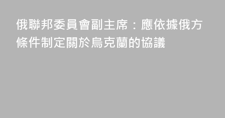 俄聯邦委員會副主席：應依據俄方條件制定關於烏克蘭的協議