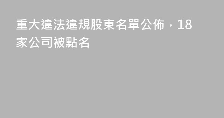 重大違法違規股東名單公佈，18家公司被點名