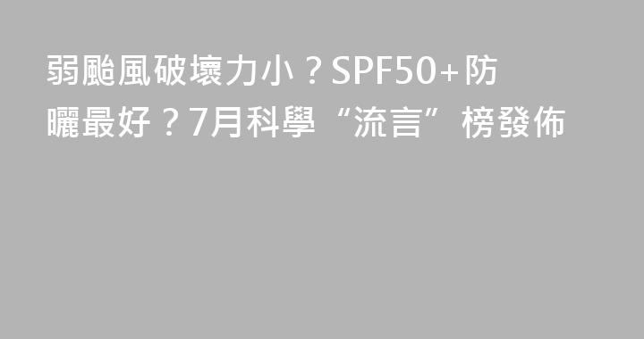 弱颱風破壞力小？SPF50+防曬最好？7月科學“流言”榜發佈