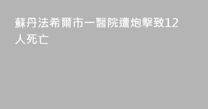 蘇丹法希爾市一醫院遭炮擊致12人死亡