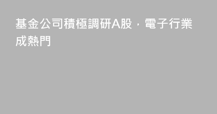 基金公司積極調研A股，電子行業成熱門