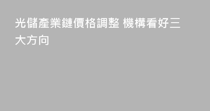 光儲產業鏈價格調整 機構看好三大方向