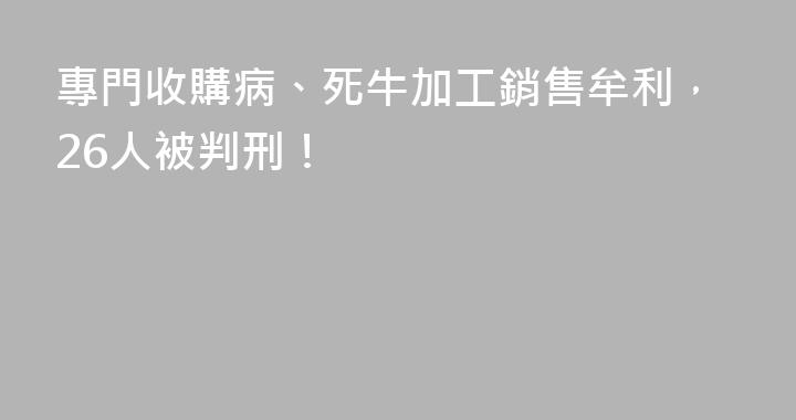 專門收購病、死牛加工銷售牟利，26人被判刑！