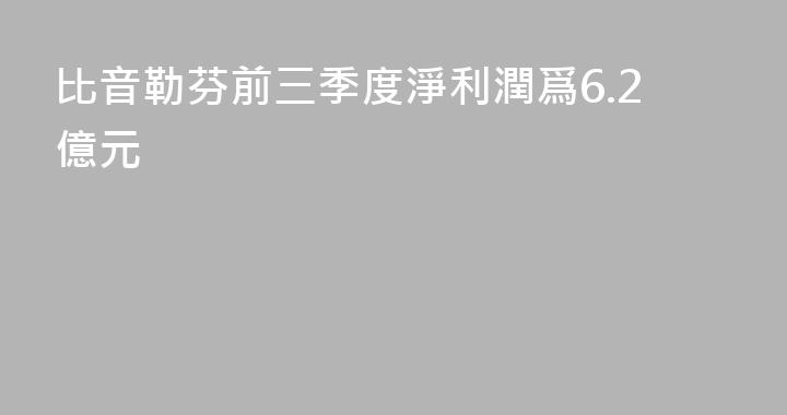 比音勒芬前三季度淨利潤爲6.2億元