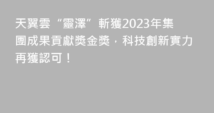 天翼雲“靈澤”斬獲2023年集團成果貢獻獎金獎，科技創新實力再獲認可！